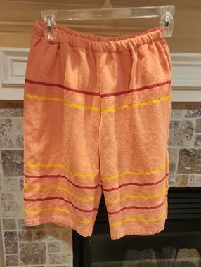 Coral Striped Athletic Terry Shorts - Women's Comfort